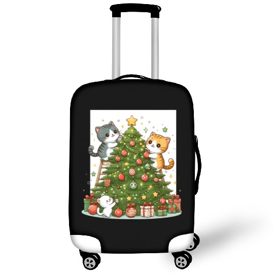 Kittens decorate a Christmas tree Luggage Covers