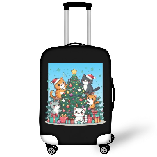 Kittens decorate a Christmas tree Luggage Covers