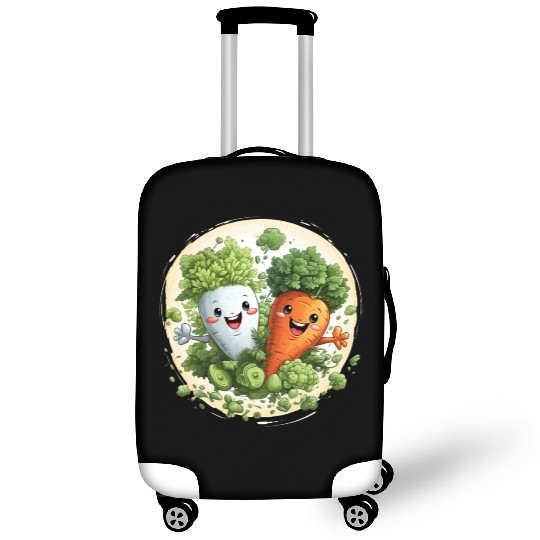 Cute kawaii carrot and a broccoli Luggage Covers
