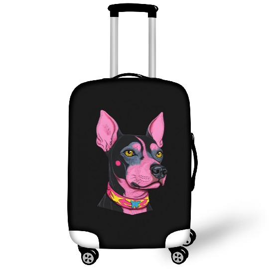 black and pink dog with yellow eyes Punk Rock Luggage Covers