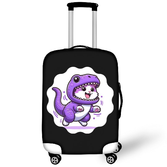 Energetic Cat in Velociraptor Costume - Playful Fe Luggage Covers