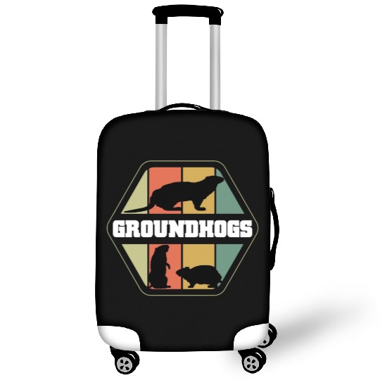 Groundhogs Silhouette Retro Vintage Groundhog Day Luggage Covers