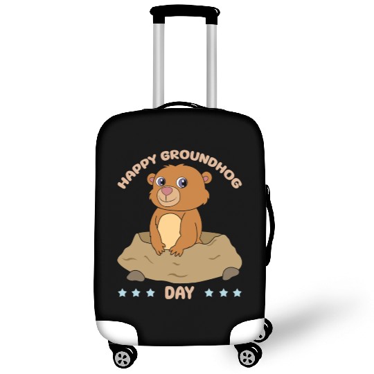 Happy Groundhog Day Cute Kawaii Groundhog Luggage Covers