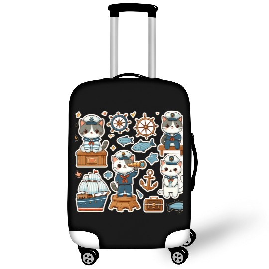 Sailor Whiskers: Little Sailor Kitties Sticker Luggage Covers