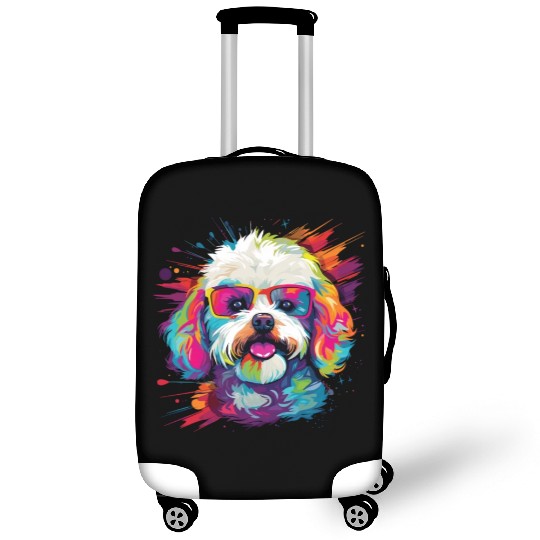 Watercolor Colorful Bichon Frise Luggage Covers