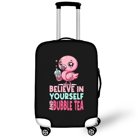 Kawaii Flamingo Bubble Tea Believe In Yourself Luggage Covers