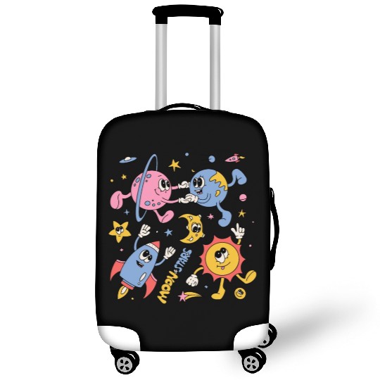 Solar System Planets Moon Sun Saturn Cute Groovy Luggage Covers