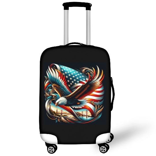 Majestic Eagle & American Flag Luggage Covers Embrace