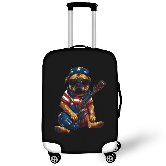 Rocking Pug Guitarist with US Flag – Animal Music Luggage Covers