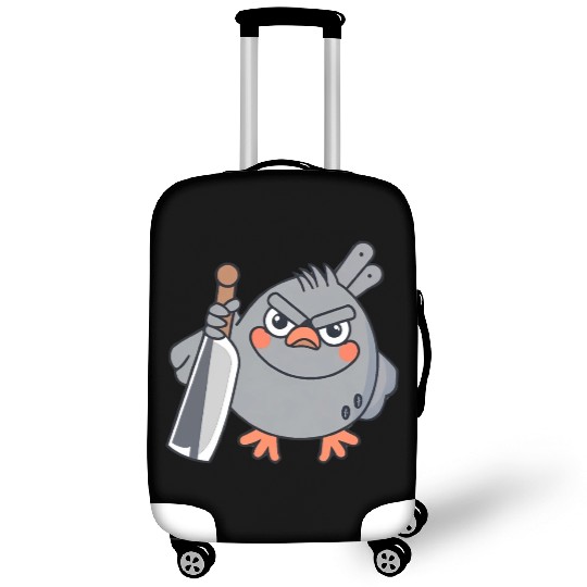 A pigeon holds a knife and is angry Luggage Covers