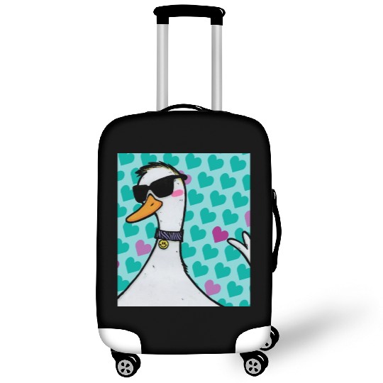 90s Raver Cartoon Duck, Party Animal, Kids Room Luggage Covers