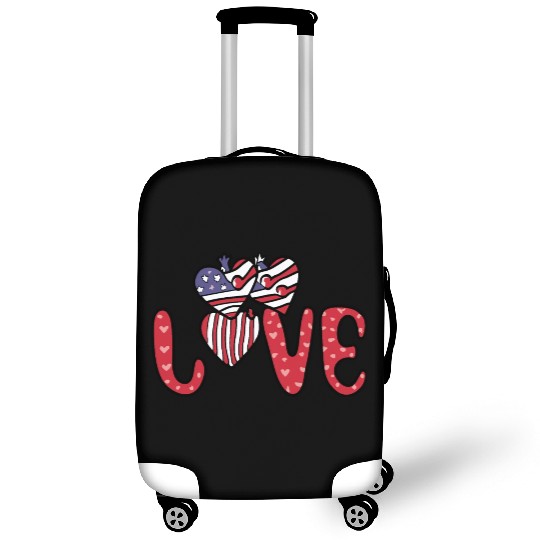 Flag Patriotic Lover Red Hearts US American Luggage Covers