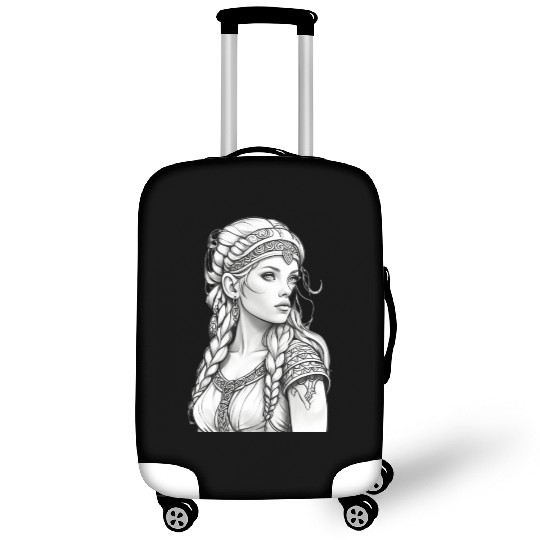 Viking female hairstyles grayscale Luggage Covers