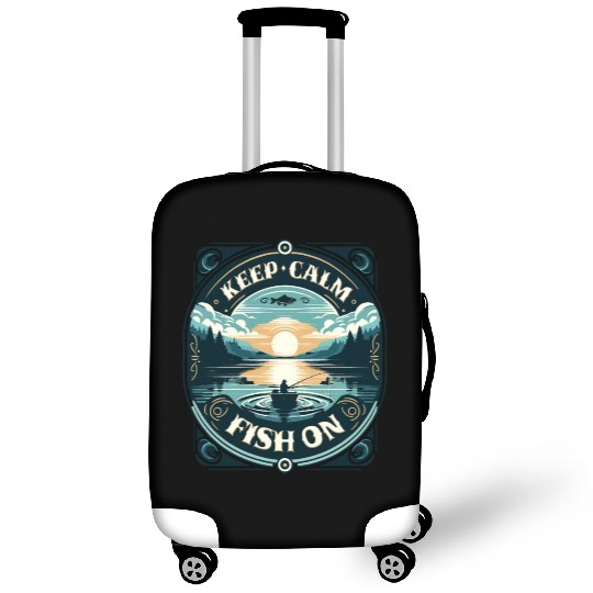 Serene Fisherman's Sunrise - Keep Calm and Fish On Luggage Covers