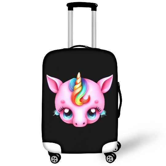Pink Baby Rainbow Unicorn Head Luggage Covers