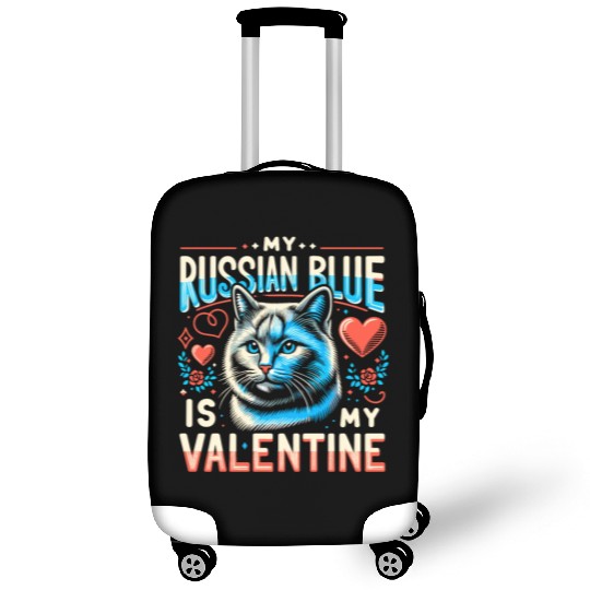 Russian Blue Cat Love Cute Valentine's for Cat lov Luggage Covers