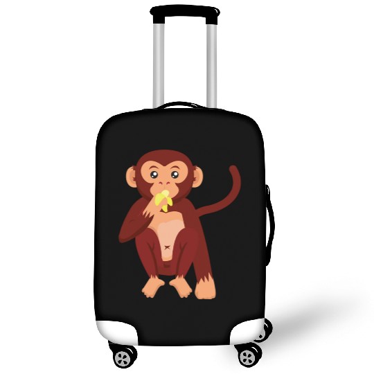Cute monkey eating banana Luggage Covers