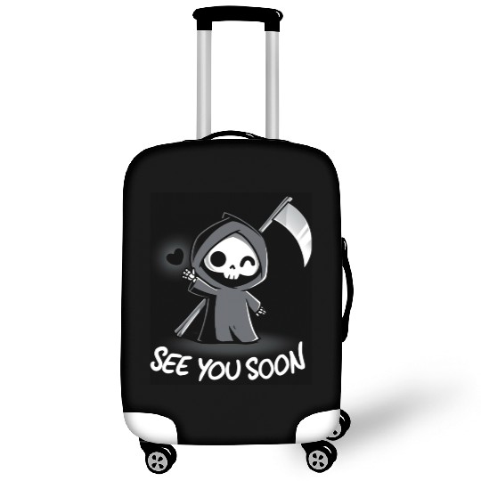 The devil with the scythe that says see you soon Luggage Covers