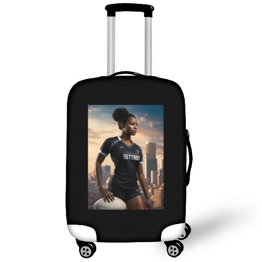 Beautiful Black Woman Football Detroit article Luggage Covers