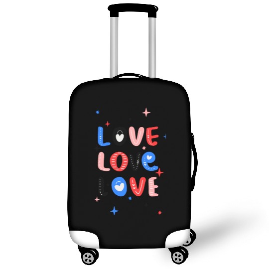White Red Pink Light Blue Black Bold Valentine Luggage Covers