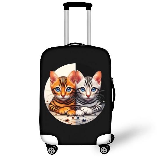 Bengal Kittens Black White Background Luggage Covers