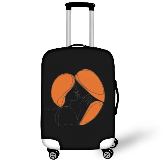 Elegant Lesbian Couple Kissing Line Drawing Luggage Covers