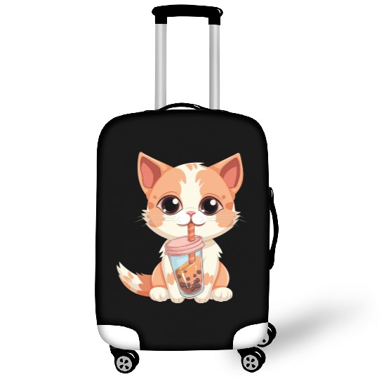 Cat Boba Tea Bubble Tea Anime Kawaii Neko Luggage Covers