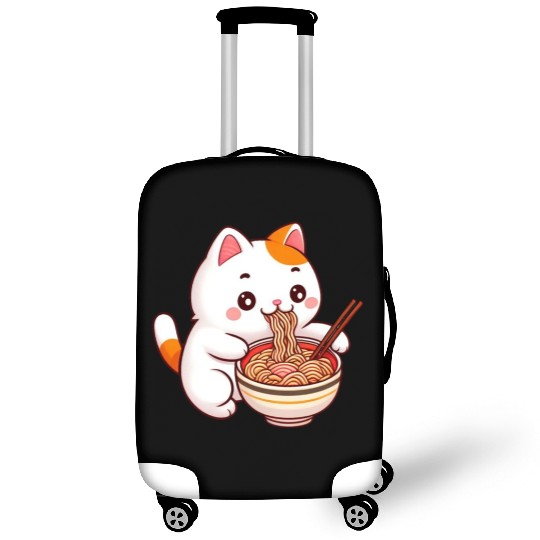 Cute Cat Eating Ramen Luggage Covers