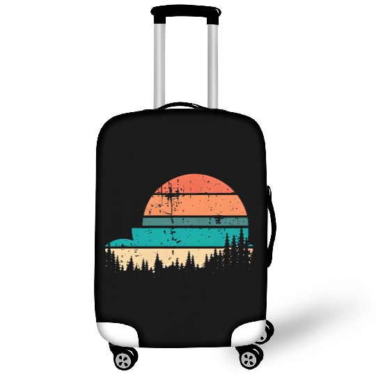 Retro Evergreen Sunset Stepped Circle Design Luggage Covers
