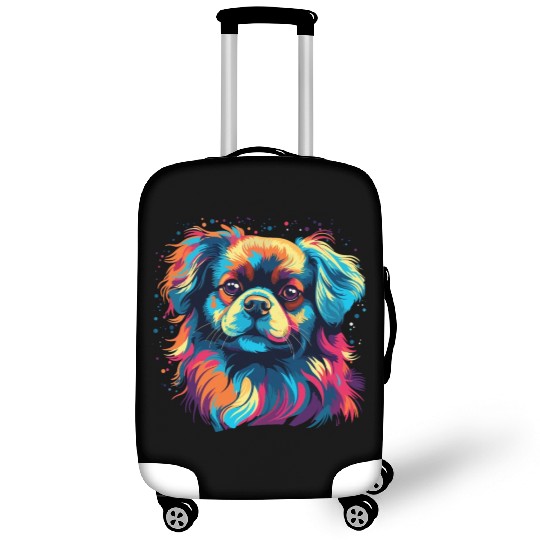 Watercolor Colorful Tibetan Spaniel Luggage Covers