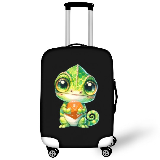 Chameleon Holding 20-sided Dice Luggage Covers