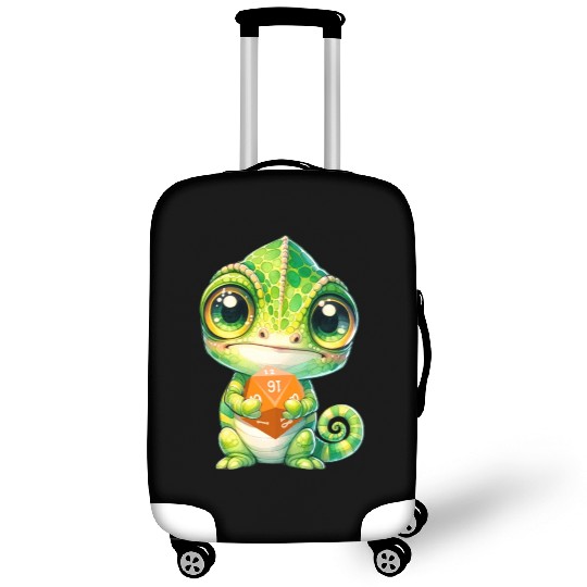 Chameleon Holding 20-sided Dice Luggage Covers