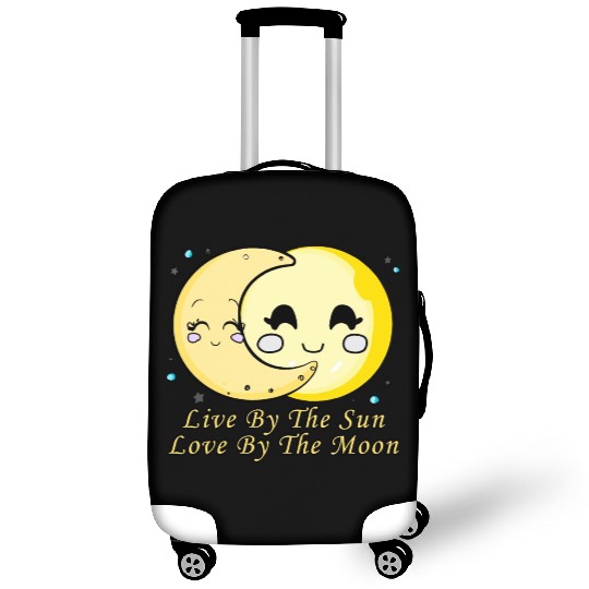 Live By The Sun Love By The Moon, Cartoon Sun Moon Luggage Covers