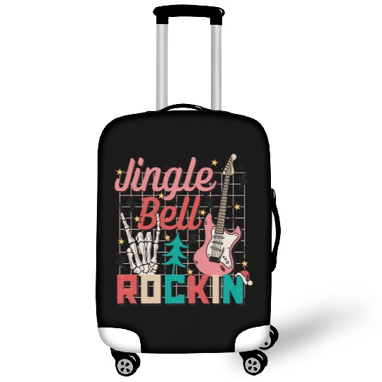 Jingle Bell Rocking Funny Xmas Guitar And Skeleton Luggage Covers