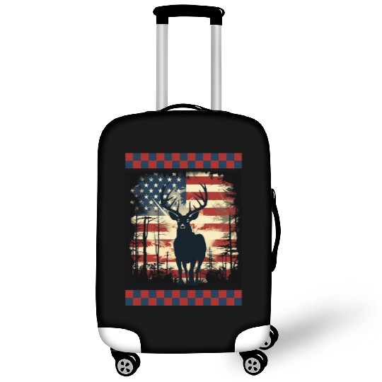Ripped American Flag Woodland Camo Underlayer Luggage Covers