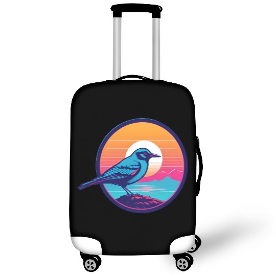 Synthwave Blue Bird Luggage Covers