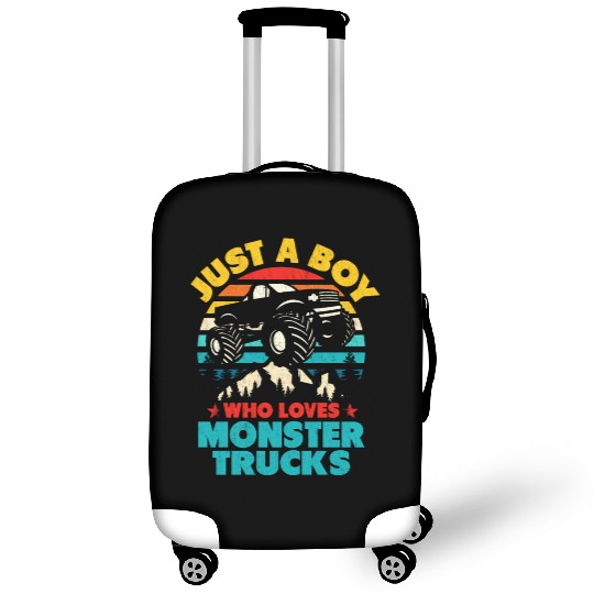 Just A Boy Who Loves Monster Trucks Toddler Kids Luggage Covers