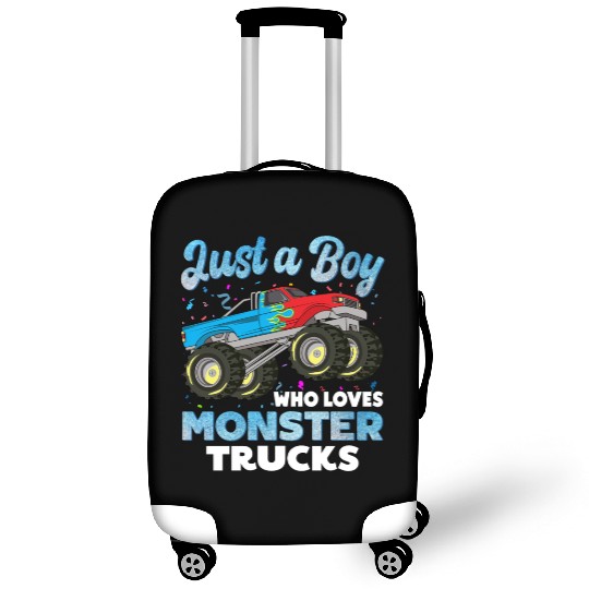 Just A Boy Who Loves Monster Trucks Toddler Kids Luggage Covers