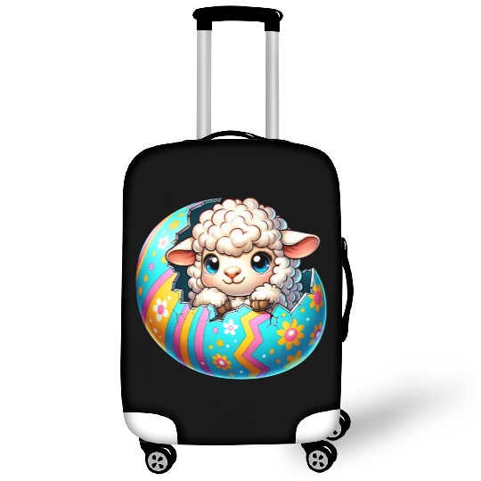 Colorful Lamb Hatching from Easter Egg Cartoon Luggage Covers