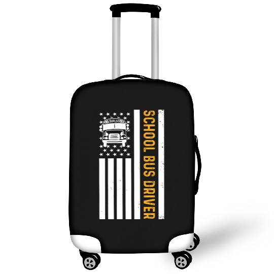 School Bus Driver American Flag School Bus Driver Luggage Covers