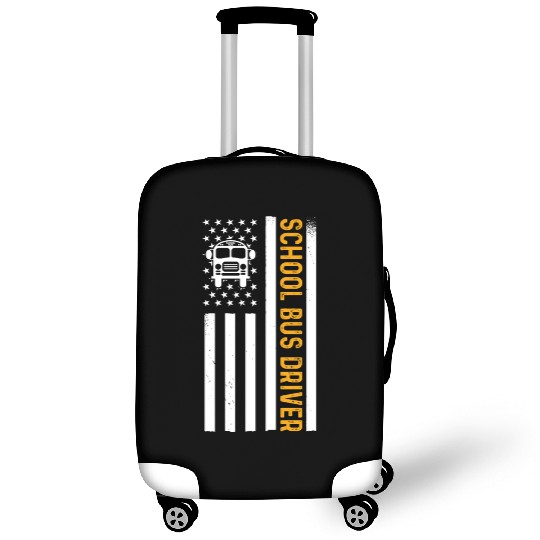 School Bus Driver American Flag School Bus Driver Luggage Covers