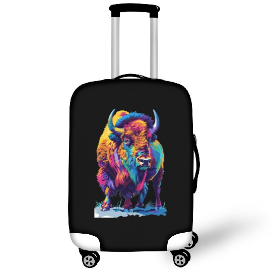 Colorful Bison Abstract Animal Art Wildlife Luggage Covers