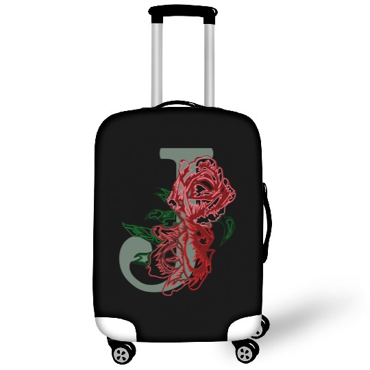 Capital letter J monogram and contour rose flowers Luggage Covers