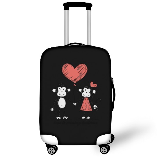 Monkey Lovers Stick Figure Couple Luggage Covers