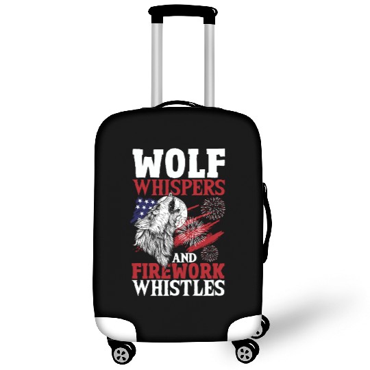 Howling Wolf White Stars Red Stripes American Luggage Covers