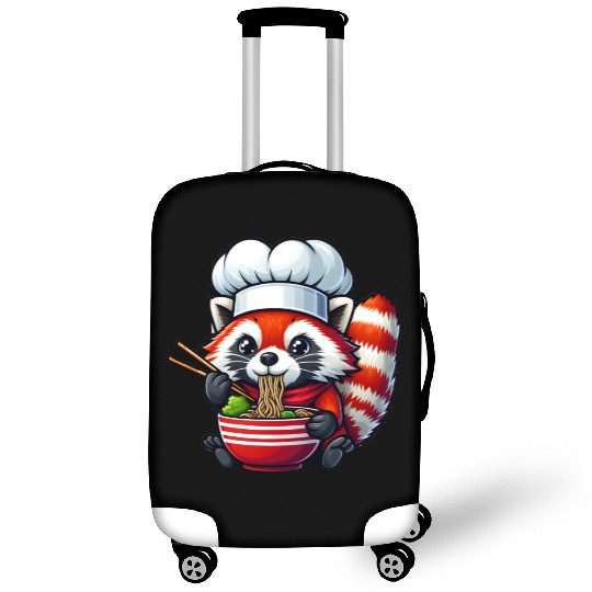 Kawaii Anime Red Racoon Eat Japanese Ramen Noodles Luggage Covers