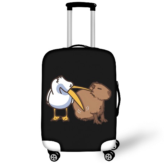 Pelican Tries to Eat Capybara Funny Meme Luggage Covers