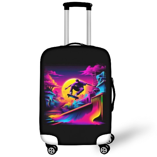 AI Airbrushed Synthwave Skate Scene Luggage Covers