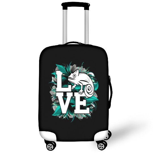 Chameleon Lizard Love Green Teal Text Design Luggage Covers