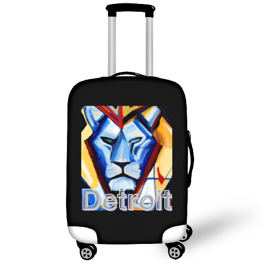 Pride of Motor City: Abstract Lion Design Luggage Covers